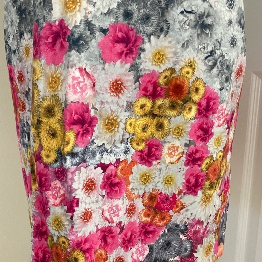 Talbots Grey to Multicolored Floral Sheath Dress Sz 4 - Picture 6 of 10
